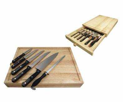 7 piece stainless steel knife set with chopping bo