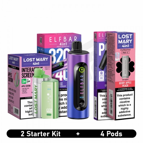 2 Starter Kits + 4 Pods Bundle Deal – Great Value for Beginners