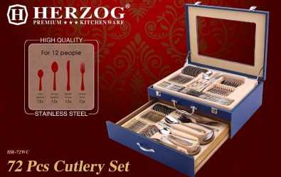 72 Piece Stainless Steel Cutlery Set wooden Box