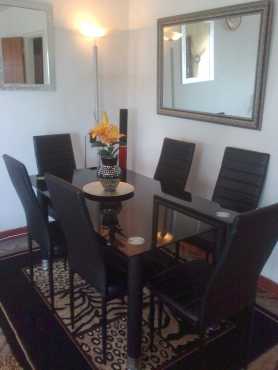 7PC Black Glass Top Dinig room suite