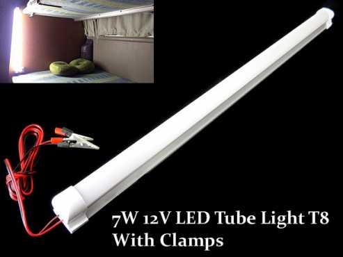 7W 12V TUBE LIGHT, T8 - Includes Clamps