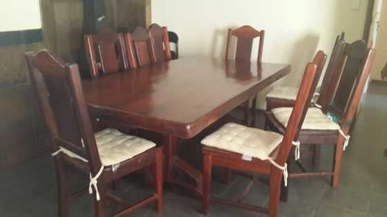 8 seater sleeper wood dining room table and 2piece Display unit