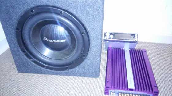 800 Watt Pioneeer Subwoofer, 800 Star Sound Watt Amp, 4 channel and JVC Car Deck