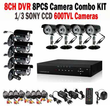 8CH AHD CCTV Security DVR, 4 x Outdoor Night Vision Cameras Surveillance System DIY Kit 500 gig hdd