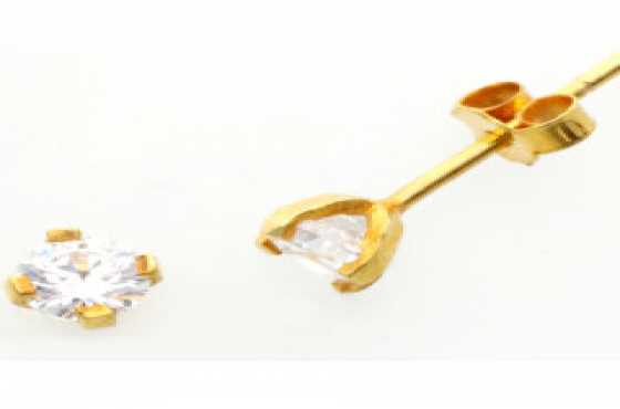 9CT SOLID GOLD 3MM STUD EARRINGS WITH CUBIC ZIRCONIA