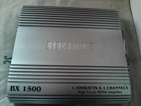 A mono channel powerful silver Bronx car amplifier