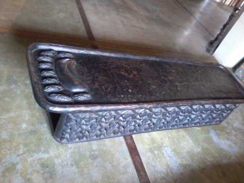 African Hand Carved Bed