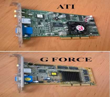 AGP Graphics cards 64Mb ATI Radion AGP  R100. 32Mb G Force AGP  R70