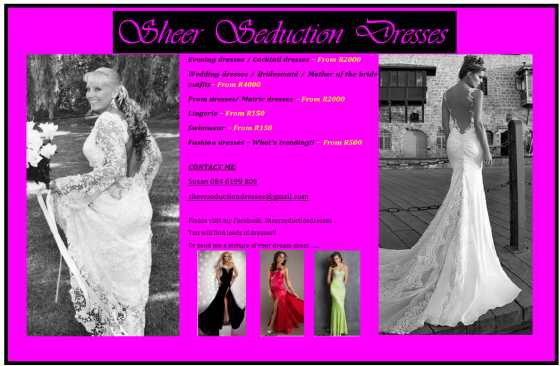 All sorts of dresses - Visit Sheer Seduction dresses Facebook page