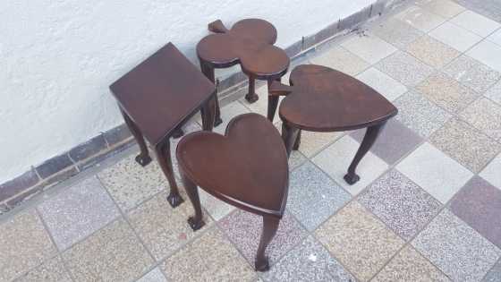 Amazing Art Deco Set of Card Suit End or Side Tables