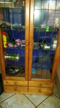 Antique cupboard with Stained glass doors