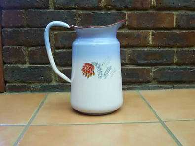 Antique French Enamel Water Pitcher