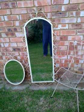 Antique Full lenth steel mirrorsmaller mirrorchair