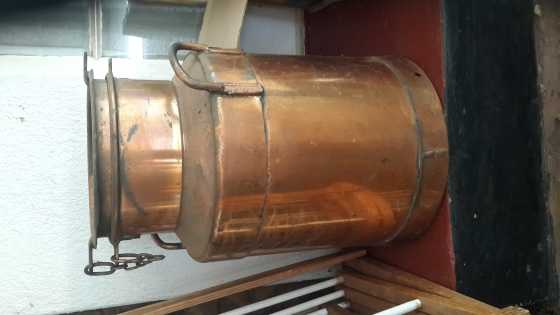 ANTIQUE METAL COPPER PLATED MILK CAN