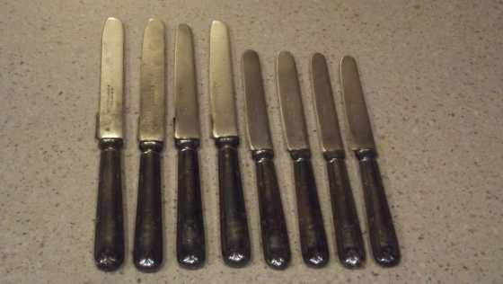 Antique silver knives by Elkington amp Co Silversmiths - set of 8