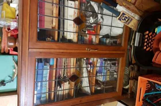 Antique stainedglass display cabinet