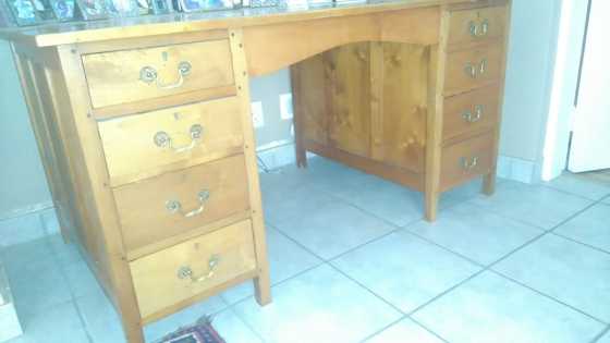 Antique yellow wood desk