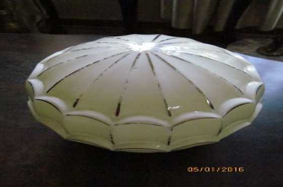 ART DECO GLASS LAMP SHADEs-Milk-WhiteampGold NO DEFECTS-3 TO CHOOSE FROM