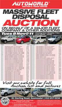 AUTOWORLD AUCTION AND TRADE CENTRE MASSIVE FLEET VEHICLE DISPOSAL AUCTION