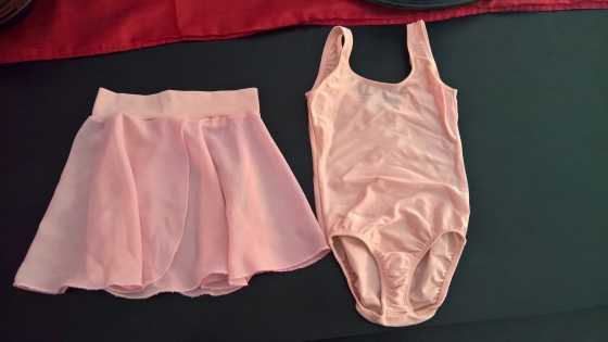 Ballet shoes, pink skirt, pink leotard