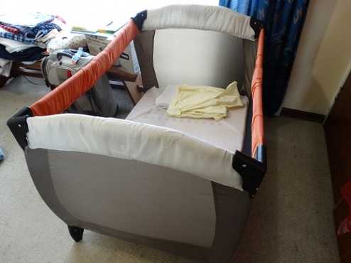 Bambino quotsweet dreamsquot travel cot with mattress, cushion, fitted sheet and 2 nets. In excellent cond