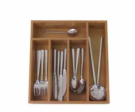 BAMBOO 5 DIVISION CUTLERY CADDY ON SPECIAL