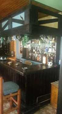 Bar with canopy shelving and wine rack