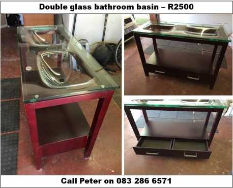 Bathroom double glass basin