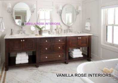 Bathroom vanity in mahogany finish