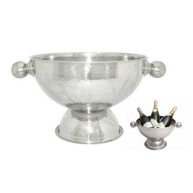 BEATEN STAINLESS STEEL CHAMPAGNE BOWL ON STAND