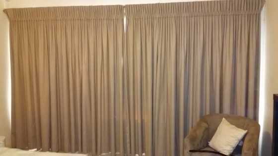 Beige Bull Denim Curtains Set of 2