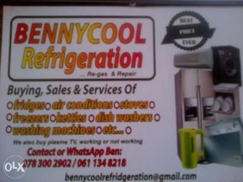 bennycool refrigeration,fridge,freezer,repair and regas