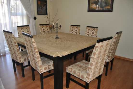 Big square dining room table with side board