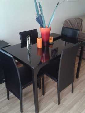 Black Glass Top Dining Set