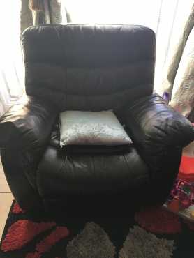 Black leather recliner couch