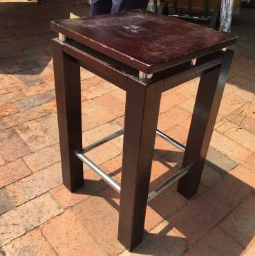 Black wood and silver lamp tables x2