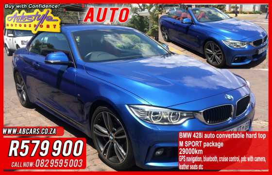 BMW 428i auto convertable hard top M SPORT package 21000km white  29000km blue one owner GPS naviga