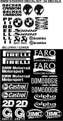 BMW S1000 RR   HP4 decals stickers sets