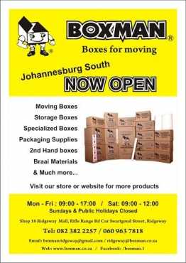 Boxman Ridgeway- Moving Boxes, Packaging, Gift Boxes, Specialized Boxes, Stock Boxes ect ..From R5