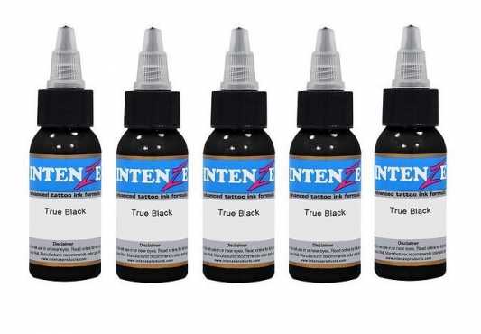 Brand new - Set of 5 tattoo ink bottles - True black