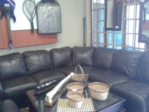 Brown corner leather couches