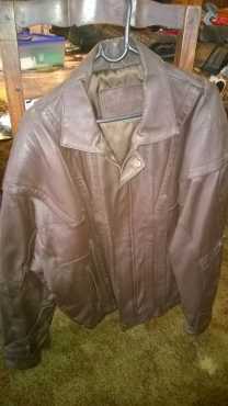 brown leather jacket