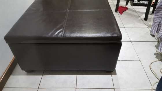 Brown leather Storage ottoman