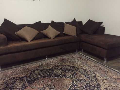 Brown Suede Corner Couch