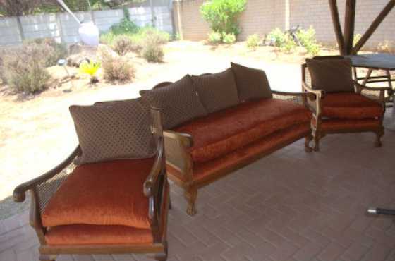 Bulk Sale or Rare Stinkwood Lounge furniture recently upholstered