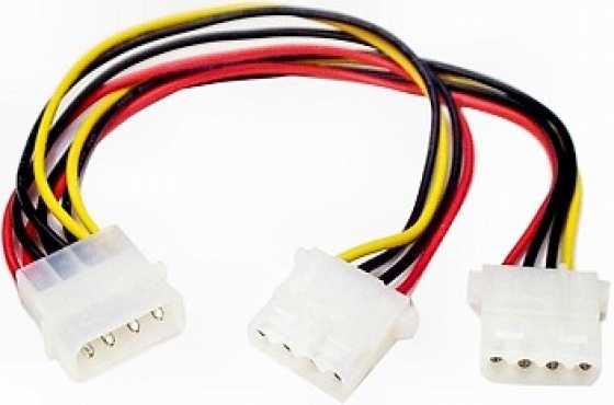 Cables, power supply, Y-splitter, LP4 to 2x LP4, male to 2x female