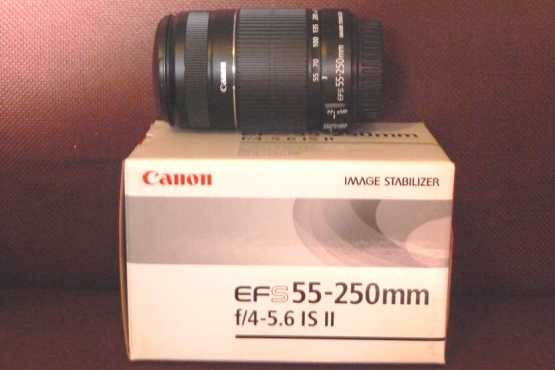 Canon 55 - 250 IS II lens. New with warranty. 88-400mm lens in 35mm.