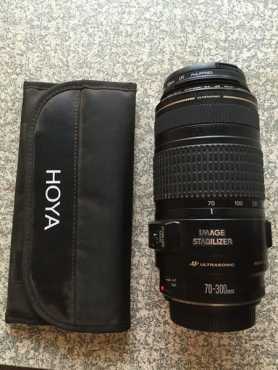 Canon 70-300mm F4.5-5.6 IS USM with 3 Hoya filters