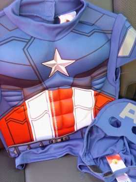 Captain America Dress-Up Costume ( Vest with muscles and cloth mask)