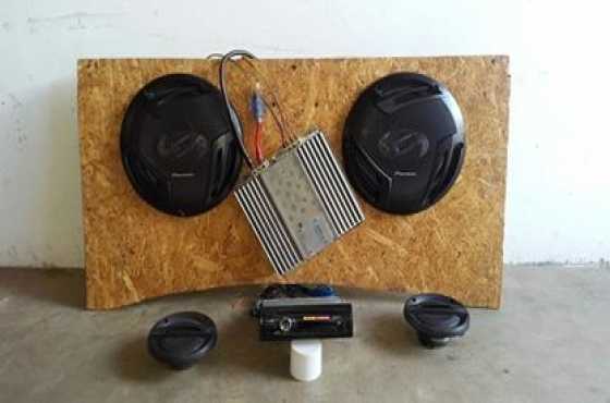 Car radio (Sony) , speakers ( small and large) , amp and wiring